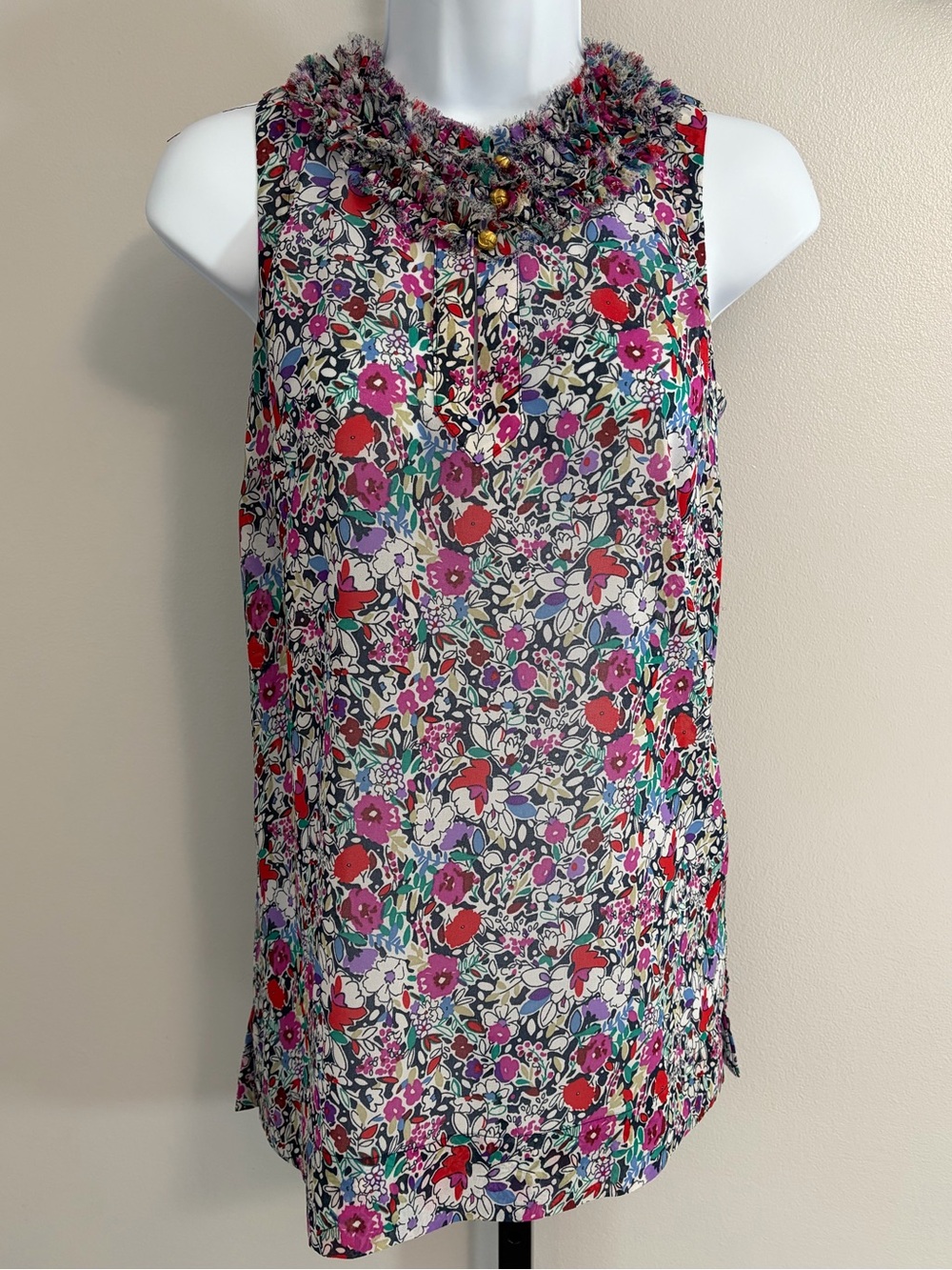 CAbi Multicolor Floral Ruffle-Neck Sleeveless Tank - Picture 15 of 16